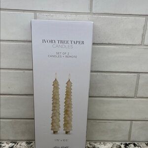 NEW Set of 2 Ivory Tree Taper Candles With Remote